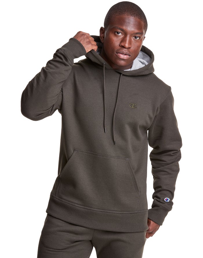 Champion Powerblend Fleece C Logo Dark Olive Hoodie Mens - South Africa SECBJM902
